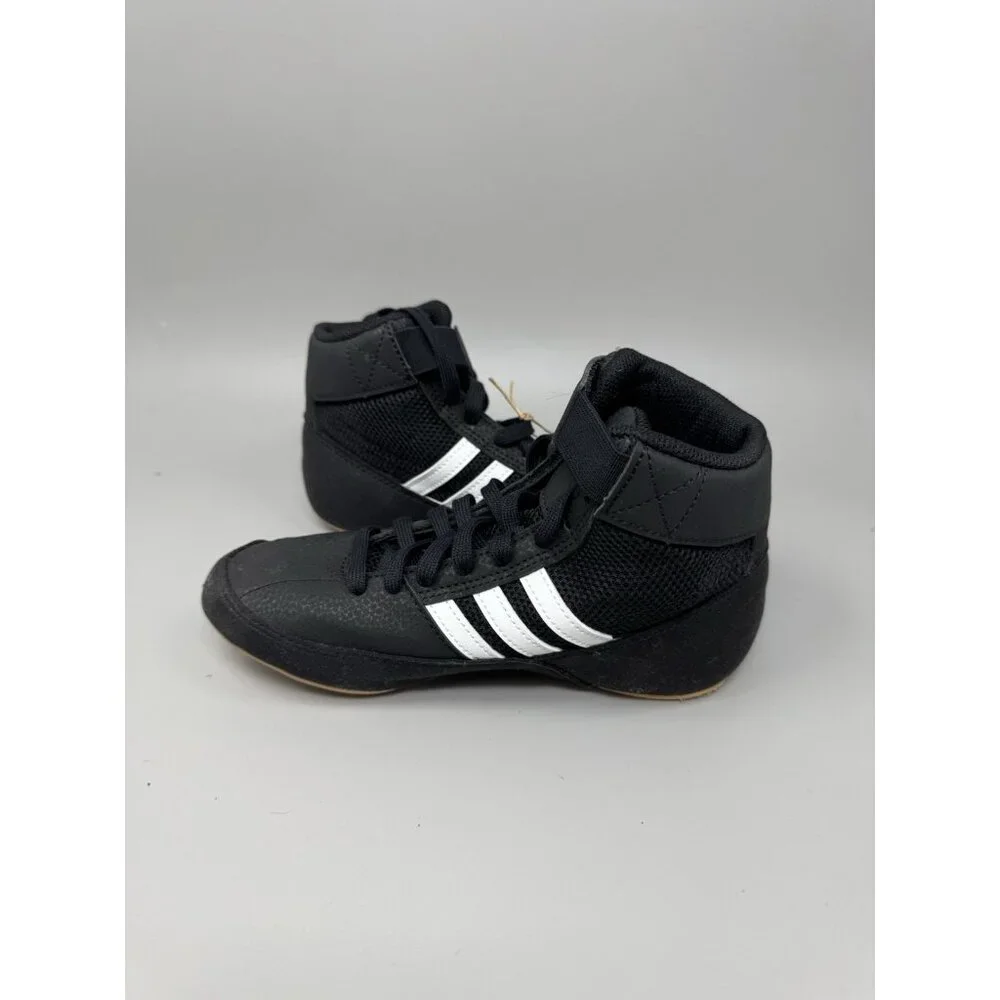 Adidas HVC K Wrestling Shoes Boys Youth Size 2 Black White Gum AQ3327 New